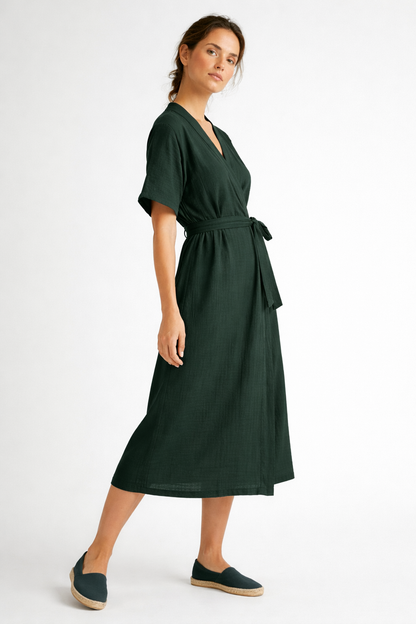 Forest Green Terra Wrap Dress
