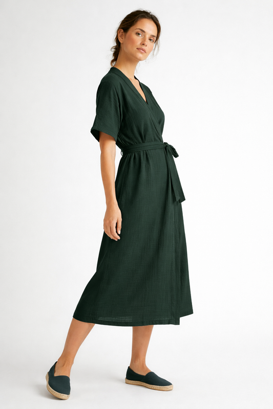 Forest Green Terra Wrap Dress