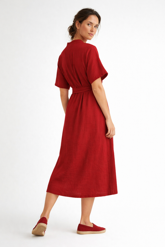 Dark Red Terra Wrap Dress