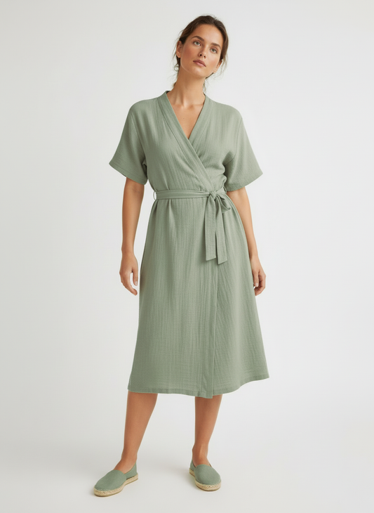 Dark Mint Terra Wrap Dress