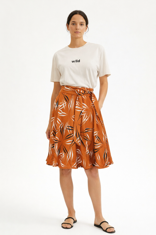 Terracotta Leaves Kora Skirt