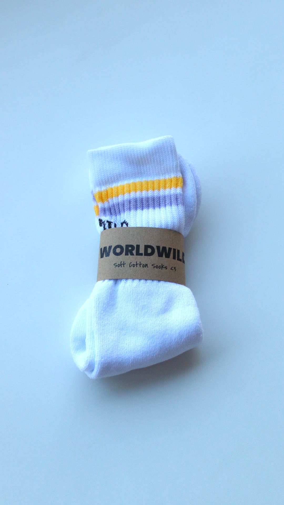 Lila & Yellow “WorldWild” Striped Athletic Cotton Socks