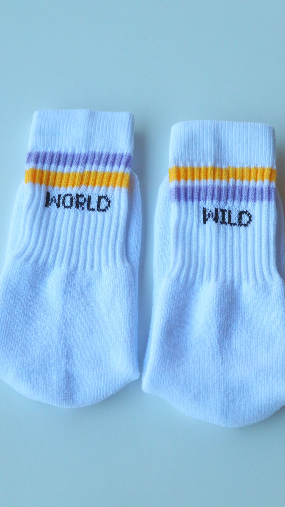 Lila & Yellow “WorldWild” Striped Athletic Cotton Socks