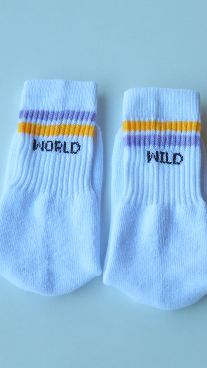 Lila & Yellow “WorldWild” Striped Athletic Cotton Socks
