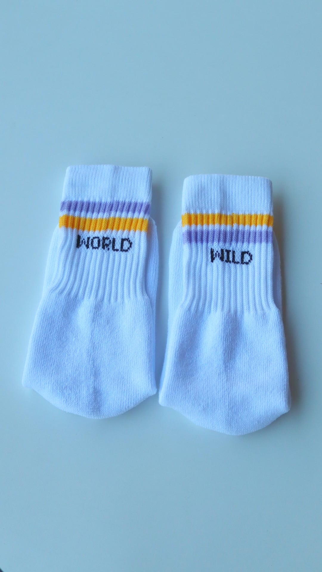 Lila & Yellow “WorldWild” Striped Athletic Cotton Socks
