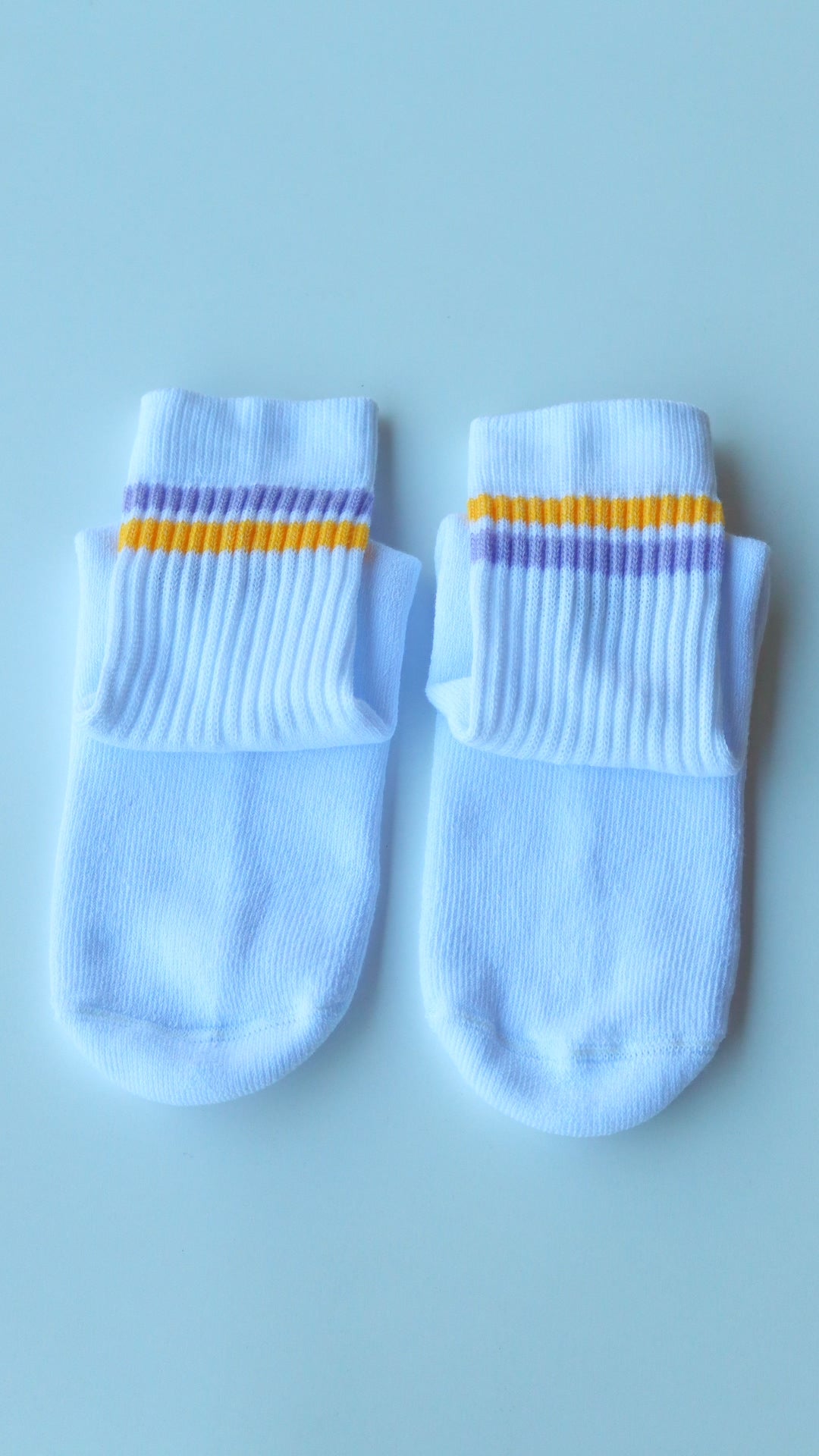 Lila & Yellow “WorldWild” Striped Athletic Cotton Socks