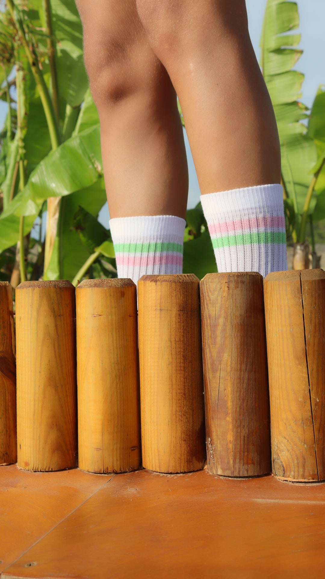Mint & Pink “WorldWild” Striped Athletic Cotton Socks