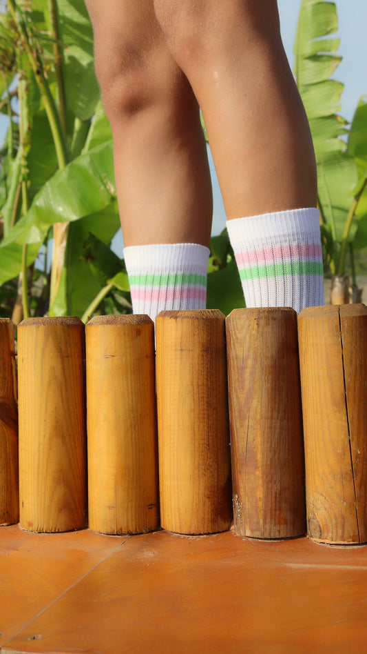Mint & Pink “WorldWild” Striped Athletic Cotton Socks