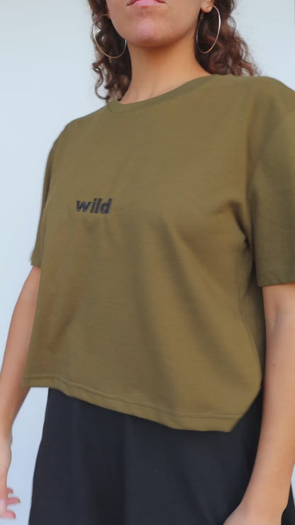 Wild Crop Tee - Dark Olive