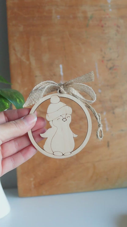 Wooden Christmas Decorations - Penguin